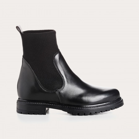 Boots Chelsea plates en cuir avec elastiques